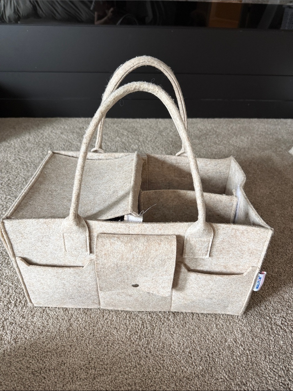 Multi-Compartment Felt Storage Caddy - Beige